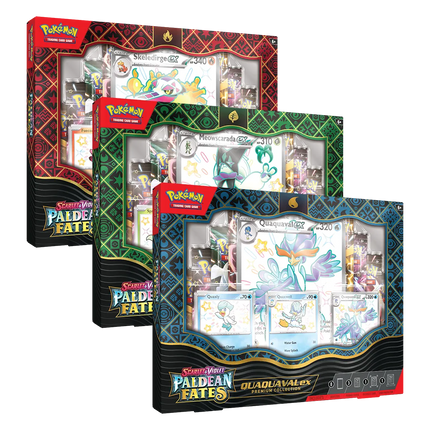 Pokémon Scarlet & Violet Paldean Fates Premium Collection Box (Meowscarada Ex/Skeledirge Ex/Quaquaval Ex)