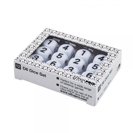 12 Dice Set D6's - White