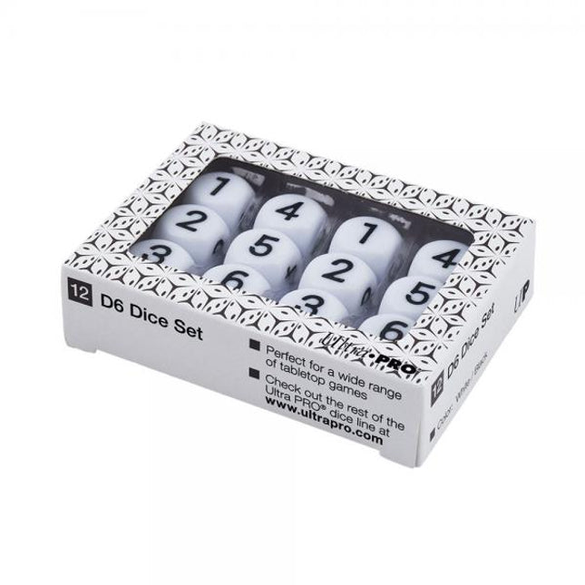 12 Dice Set D6's - White