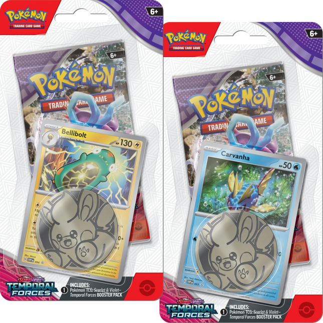 Pokémon Scarlet & Violet Temporal Forces Checklane Blister - Bellibolt/Carvanha