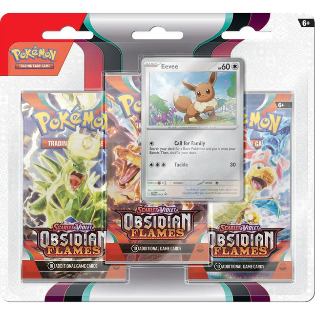 Pokemon Scarlet & Violet Obsidian Flames 3 Pack Blister - Eevee/Houndstone