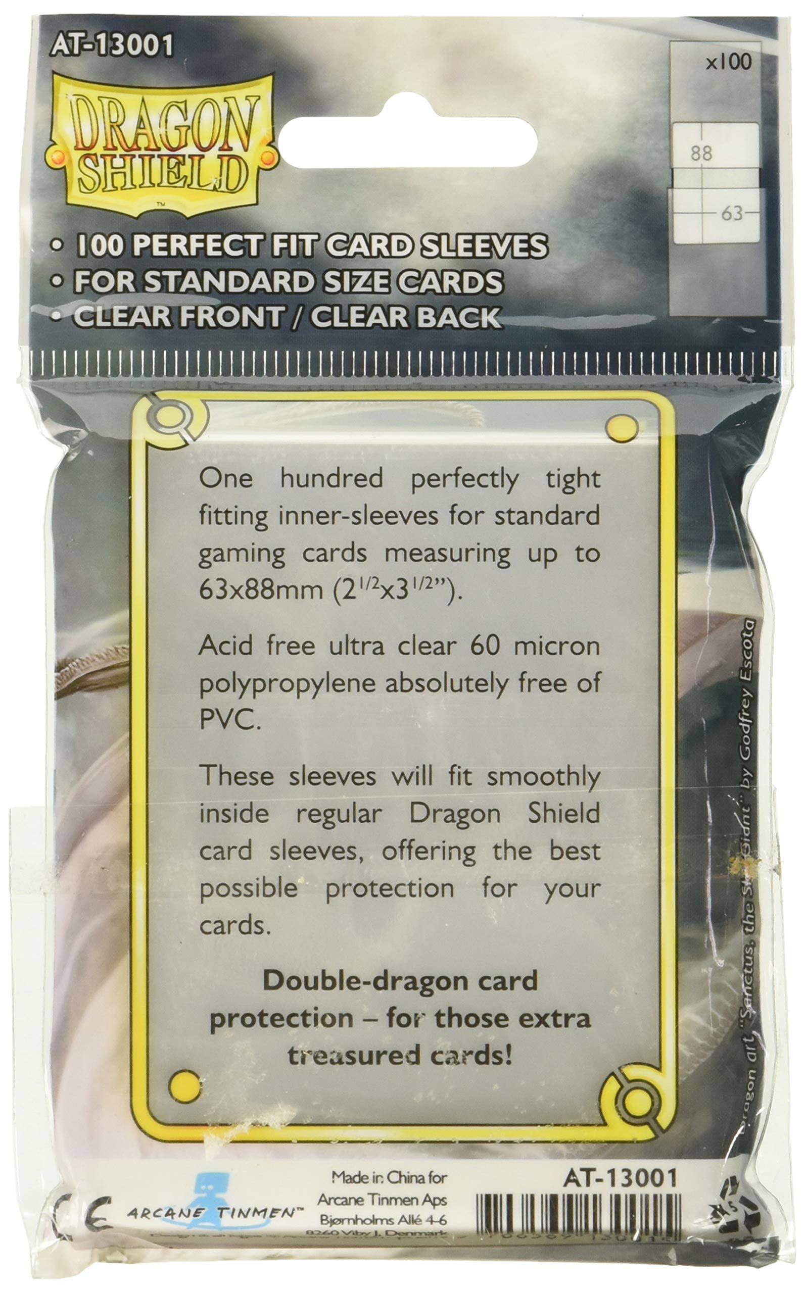Dragon Shield Sleeves Perfect Fit Clear 100CT G2G Collect Dragon Shield Sleeves Perfect Fit Clear 100CT G2G Collect